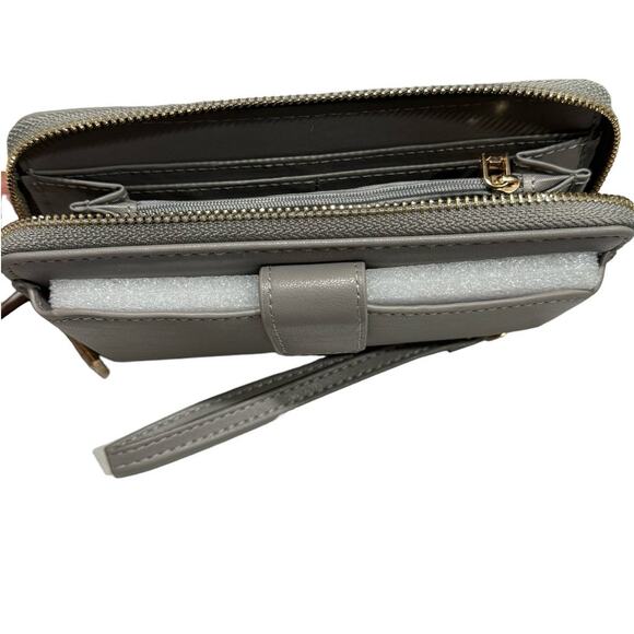 NWT! Badgley Mischka Full Size Grey Wallet with Cell Phone Holder - Picture 6 of 6